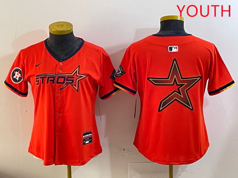 Youth Houston Astros Blank Orange Three generations Joint Name 2025 Nike MLB Jersey style 13->youth mlb jersey->Youth Jersey